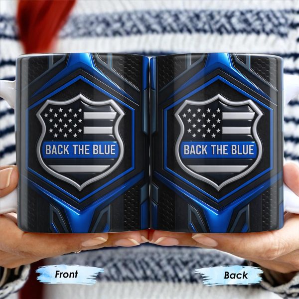 Back The Blue, Shield and Stars - Personalized Custom Coffee Mug - OFC018_MG Back The Blue, Shield and Stars - Personalized Custom Coffee Mug - OFC018_MG