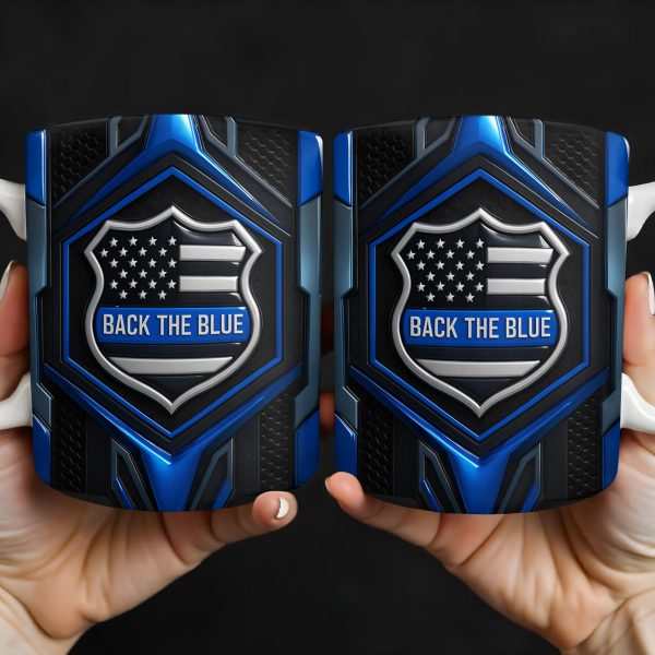 Back The Blue, Shield and Stars - Personalized Custom Coffee Mug - OFC018_MG Back The Blue, Shield and Stars - Personalized Custom Coffee Mug - OFC018_MG