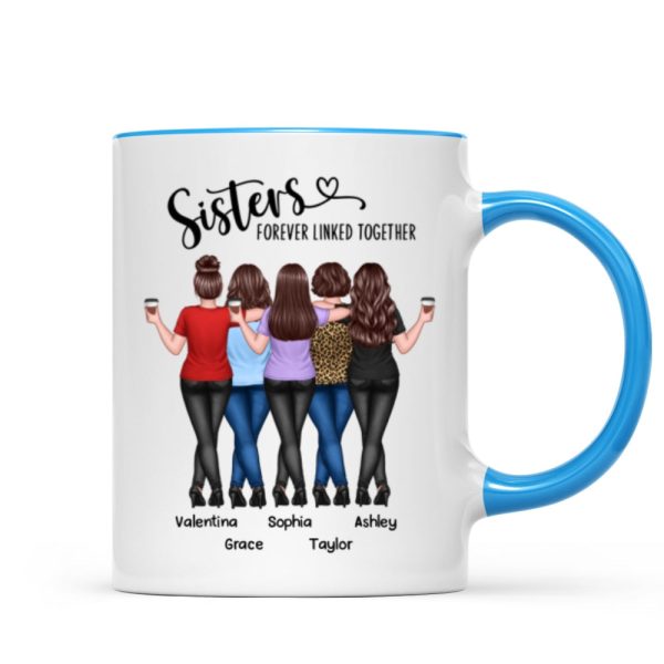 Back View Sisters Walking Forever Linked Together Personalized Mug, Gift For Sisters, Siblings Back View Sisters Walking Forever Linked Together Personalized Mug, Gift For Sisters, Siblings