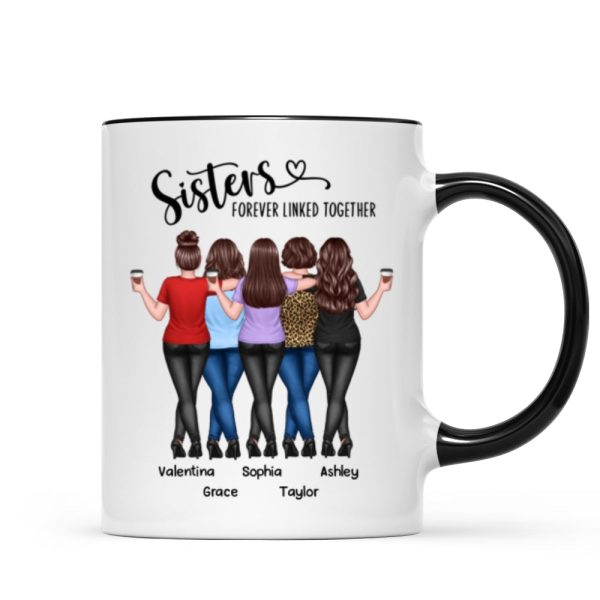 Back View Sisters Walking Forever Linked Together Personalized Mug, Gift For Sisters, Siblings Back View Sisters Walking Forever Linked Together Personalized Mug, Gift For Sisters, Siblings