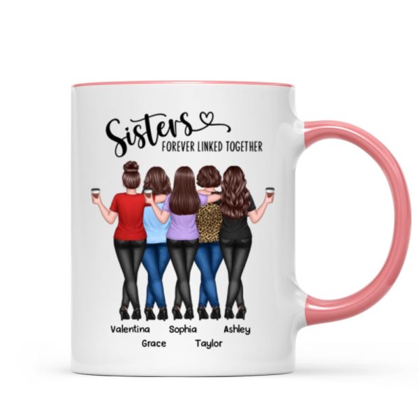 Back View Sisters Walking Forever Linked Together Personalized Mug, Gift For Sisters, Siblings Back View Sisters Walking Forever Linked Together Personalized Mug, Gift For Sisters, Siblings
