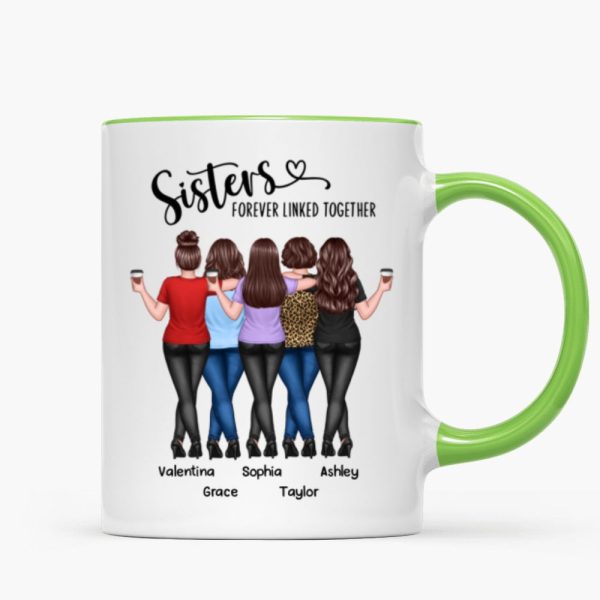 Back View Sisters Walking Forever Linked Together Personalized Mug, Gift For Sisters, Siblings Back View Sisters Walking Forever Linked Together Personalized Mug, Gift For Sisters, Siblings