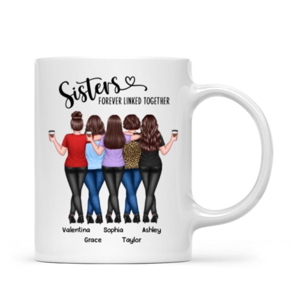 Back View Sisters Walking Forever Linked Together Personalized Mug, Gift For Sisters, Siblings Back View Sisters Walking Forever Linked Together Personalized Mug, Gift For Sisters, Siblings