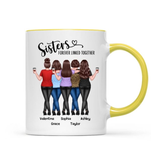 Back View Sisters Walking Forever Linked Together Personalized Mug, Gift For Sisters, Siblings Back View Sisters Walking Forever Linked Together Personalized Mug, Gift For Sisters, Siblings