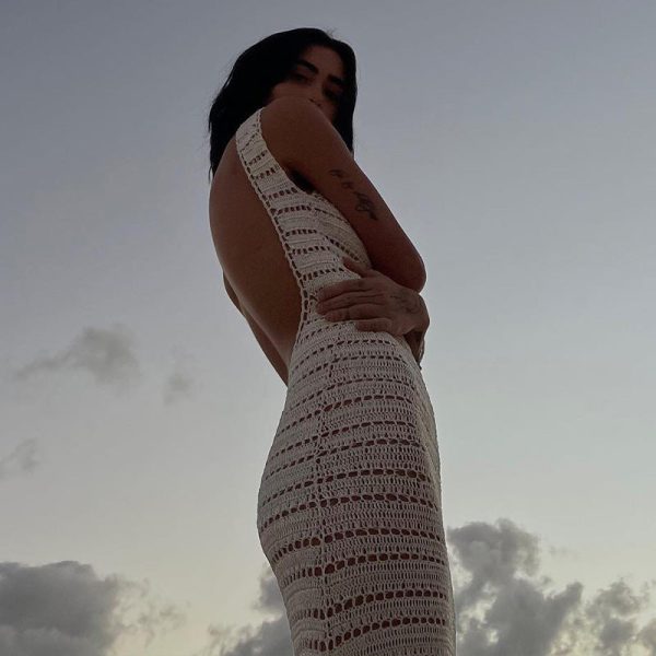 Backless Hollow Knit Split Maxi Dresses Backless Hollow Knit Split Maxi Dresses