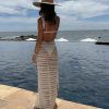 Backless Hollow Knit Split Maxi Dresses Backless Hollow Knit Split Maxi Dresses