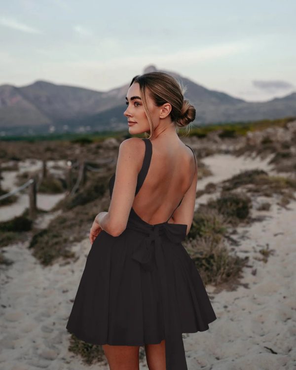 Backless Large Bow Mini Dress Backless Large Bow Mini Dress