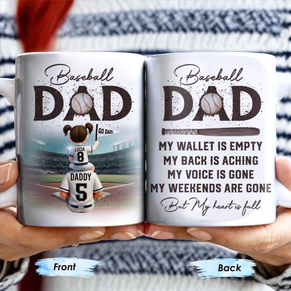 Baseball Dad, Heart Full Message - Personalized Custom Coffee Mug - DAD135_MG Baseball Dad, Heart Full Message - Personalized Custom Coffee Mug - DAD135_MG