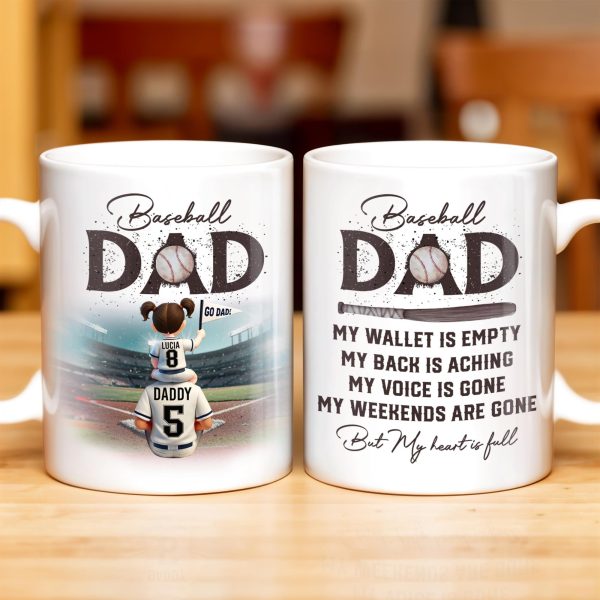 Baseball Dad, Heart Full Message - Personalized Custom Coffee Mug - DAD135_MG Baseball Dad, Heart Full Message - Personalized Custom Coffee Mug - DAD135_MG