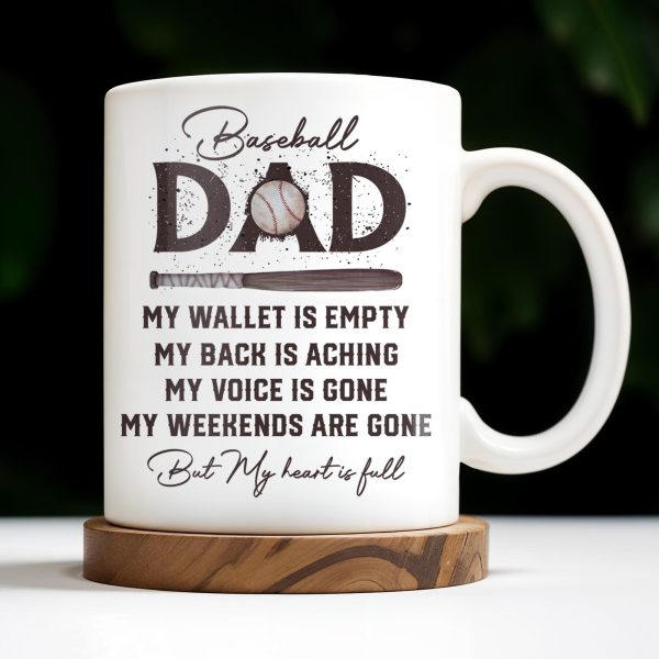 Baseball Dad, Heart Full Message - Personalized Custom Coffee Mug - DAD135_MG Baseball Dad, Heart Full Message - Personalized Custom Coffee Mug - DAD135_MG