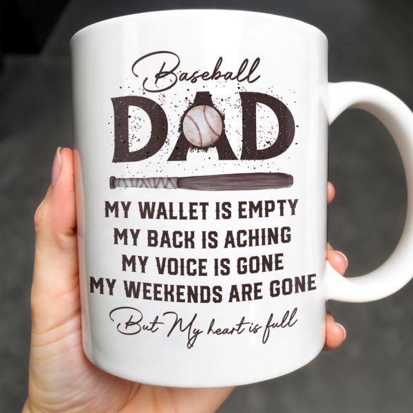 Baseball Dad, Heart Full Message - Personalized Custom Coffee Mug - DAD135_MG Baseball Dad, Heart Full Message - Personalized Custom Coffee Mug - DAD135_MG