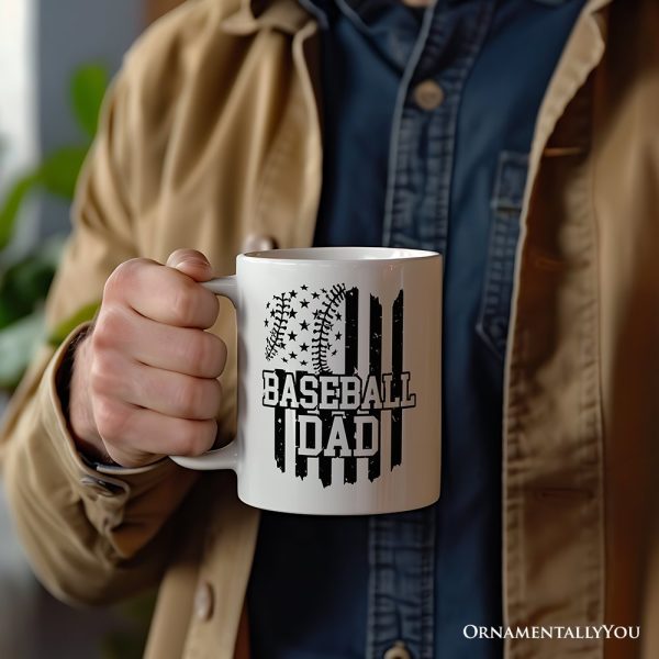 Baseball Dad Personalized Mug, Patriotic Gift for Sports Fathers with Custom Name Baseball Dad Personalized Mug, Patriotic Gift for Sports Fathers with Custom Name