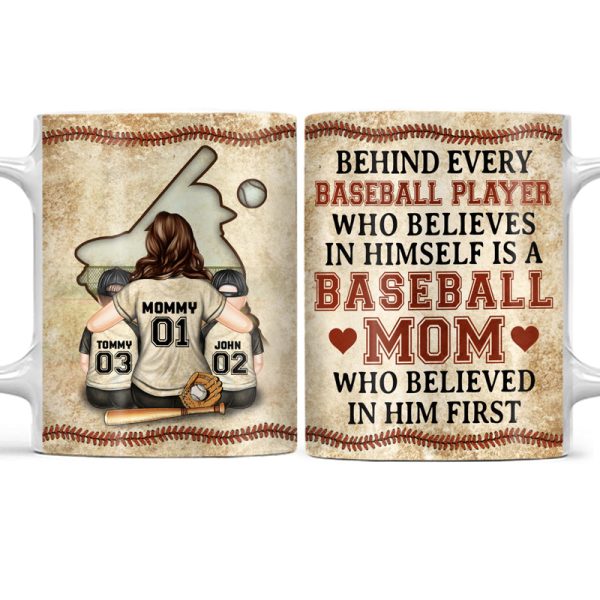 Baseball Mom Behind Every Baseball Player - Gift For Mother - Personalized Custom White Edge-to-Edge Mug Baseball Mom Behind Every Baseball Player - Gift For Mother - Personalized Custom White Edge-to-Edge Mug