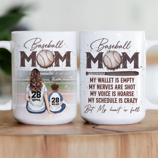 Baseball Mom But My Heart Is Full - Personalized Mug Baseball Mom But My Heart Is Full - Personalized Mug