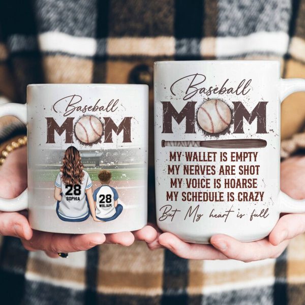 Baseball Mom But My Heart Is Full - Personalized Mug Baseball Mom But My Heart Is Full - Personalized Mug