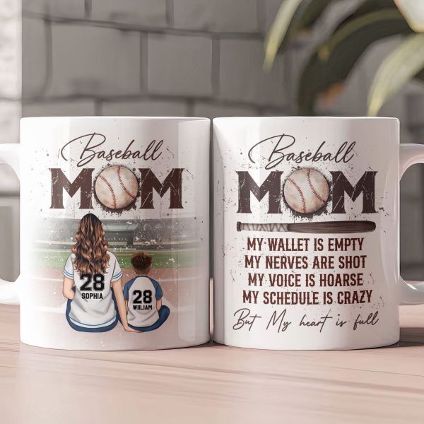 Baseball Mom But My Heart Is Full - Personalized Mug Baseball Mom But My Heart Is Full - Personalized Mug
