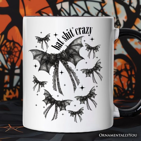 Bat Shit Crazy Coquette Bats Personalized Mug, Funny Halloween Gift with Custom Name Bat Shit Crazy Coquette Bats Personalized Mug, Funny Halloween Gift with Custom Name