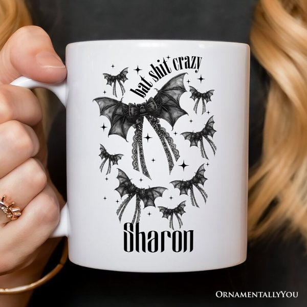 Bat Shit Crazy Coquette Bats Personalized Mug, Funny Halloween Gift with Custom Name Bat Shit Crazy Coquette Bats Personalized Mug, Funny Halloween Gift with Custom Name