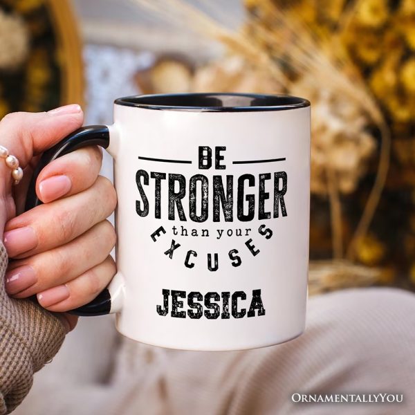 Be Stronger Than Your Excuses Personalized Mug, Motivational Gym Workout Fitness Gift with Custom Name Be Stronger Than Your Excuses Personalized Mug, Motivational Gym Workout Fitness Gift with Custom Name