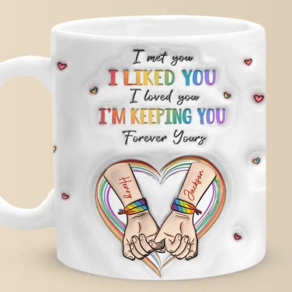 Be The Rainbow In Someone Else's Cloud - Couple Personalized Custom 3D Inflated Effect Printed Mug - Gift For Husband Wife, Anniversary, LGBTQ+ Be The Rainbow In Someone Else's Cloud - Couple Personalized Custom 3D Inflated Effect Printed Mug - Gift For Husband Wife, Anniversary, LGBTQ+