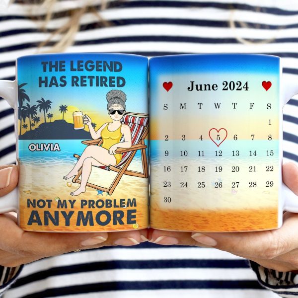 Beach Father Grandpa Calendar The Legend Has Retired - Gift For Father - Personalized White Edge-to-Edge Mug Beach Father Grandpa Calendar The Legend Has Retired - Gift For Father - Personalized White Edge-to-Edge Mug