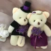 Bear Couple Plush Dolls 2pcs Wedding Party Decorative Favors Purple Dress