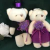 Bear Couple Plush Dolls 2pcs Wedding Party Decorative Favors Purple Dress