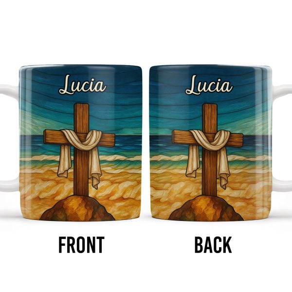 Beautifully Illustrated Cross Draped With Cloth - Personalized Custom Coffee Mug - FTH058_MG Beautifully Illustrated Cross Draped With Cloth - Personalized Custom Coffee Mug - FTH058_MG