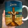 Beautifully Illustrated Cross Draped With Cloth - Personalized Custom Coffee Mug - FTH058_MG Beautifully Illustrated Cross Draped With Cloth - Personalized Custom Coffee Mug - FTH058_MG