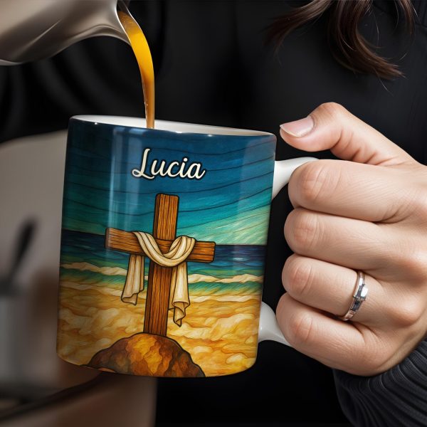 Beautifully Illustrated Cross Draped With Cloth - Personalized Custom Coffee Mug - FTH058_MG Beautifully Illustrated Cross Draped With Cloth - Personalized Custom Coffee Mug - FTH058_MG