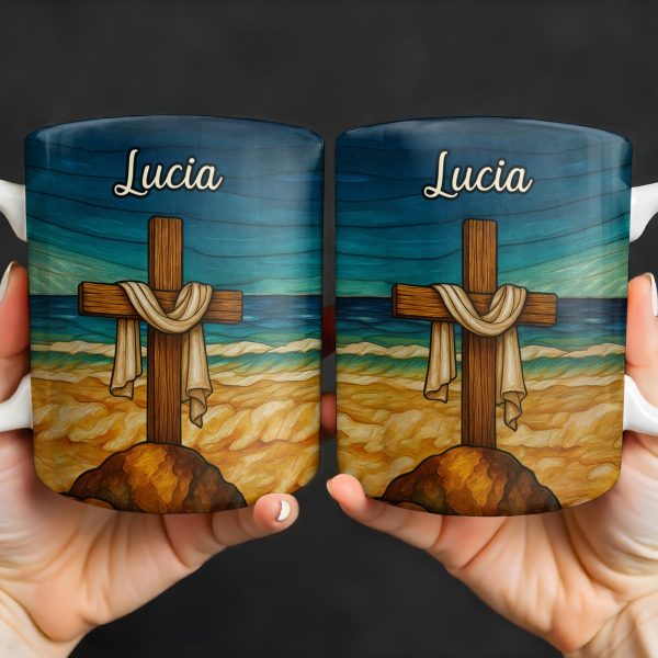 Beautifully Illustrated Cross Draped With Cloth - Personalized Custom Coffee Mug - FTH058_MG Beautifully Illustrated Cross Draped With Cloth - Personalized Custom Coffee Mug - FTH058_MG