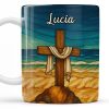 Beautifully Illustrated Cross Draped With Cloth - Personalized Custom Coffee Mug - FTH058_MG Beautifully Illustrated Cross Draped With Cloth - Personalized Custom Coffee Mug - FTH058_MG