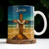 Beautifully Illustrated Cross Draped With Cloth - Personalized Custom Coffee Mug - FTH058_MG Beautifully Illustrated Cross Draped With Cloth - Personalized Custom Coffee Mug - FTH058_MG