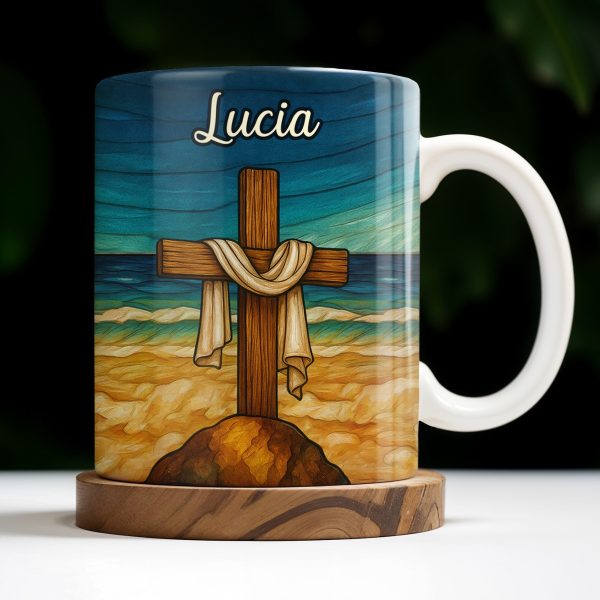 Beautifully Illustrated Cross Draped With Cloth - Personalized Custom Coffee Mug - FTH058_MG Beautifully Illustrated Cross Draped With Cloth - Personalized Custom Coffee Mug - FTH058_MG