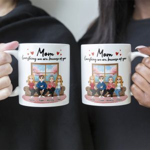 Because Of You, Mom - Personalized Mug