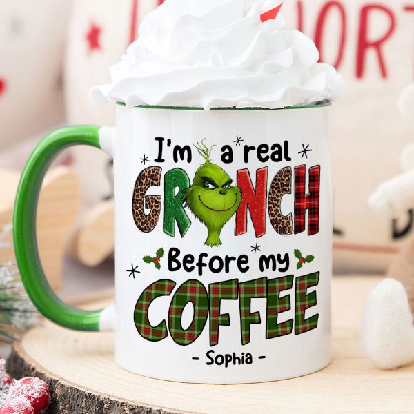 Before My Coffee/ Tea, Gift For Coffee And Tea Lover, Personalized Mug, Green Monster Mug, Christmas Gift 02HUTI121023