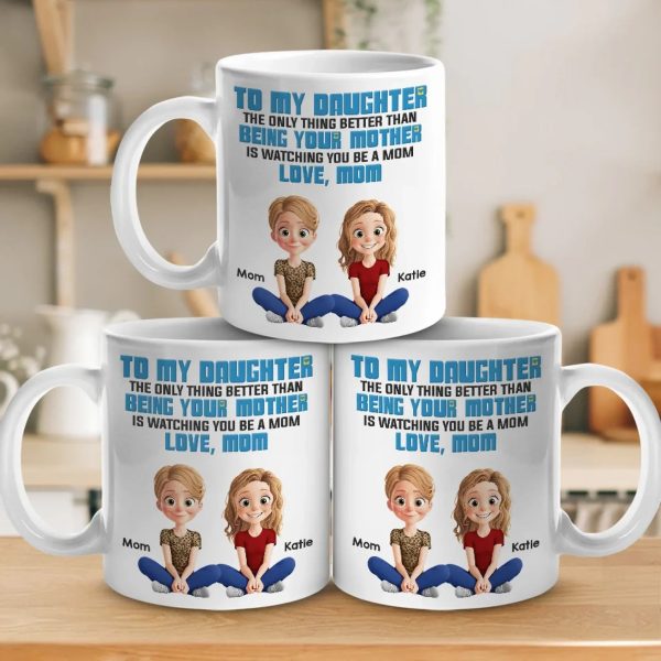 Being Her Mom Is The Best Part Of Me - Family Personalized Custom Mug - Gift For Mom, Daughter