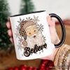 Believe Santa Cheetah Leopard Personalized Mug, Retro Christmas Gift with Custom Name Believe Santa Cheetah Leopard Personalized Mug, Retro Christmas Gift with Custom Name