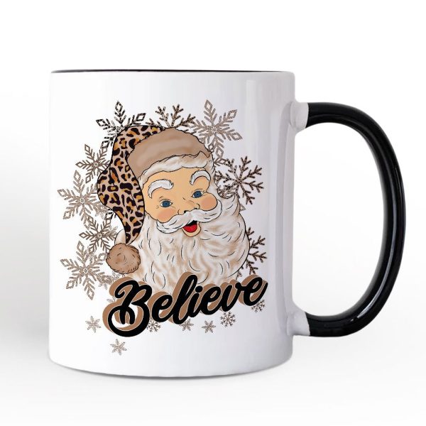 Believe Santa Cheetah Leopard Personalized Mug, Retro Christmas Gift with Custom Name Believe Santa Cheetah Leopard Personalized Mug, Retro Christmas Gift with Custom Name