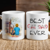 Best Cat Dad Ever Personalized White Ceramic Mug with Cat Illustration, Cozy Scene & Unique Gift for Pet Lovers
