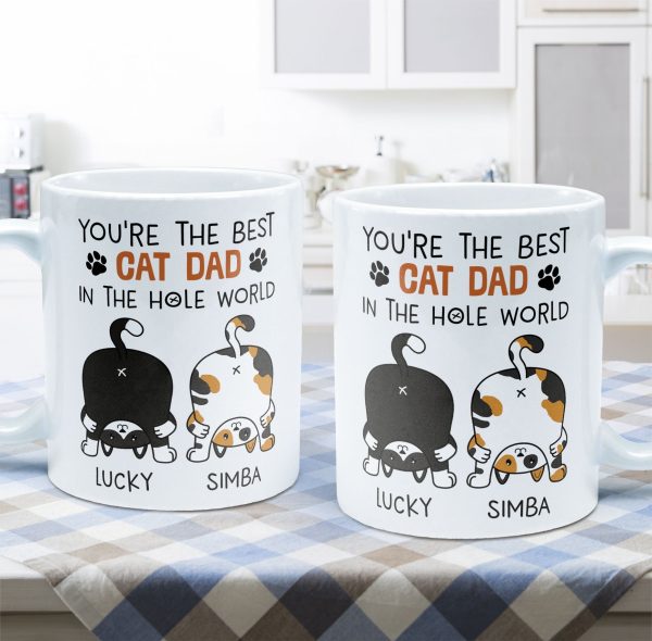 Best Cat Dad In The Hole World - Personalized Mug Best Cat Dad In The Hole World - Personalized Mug