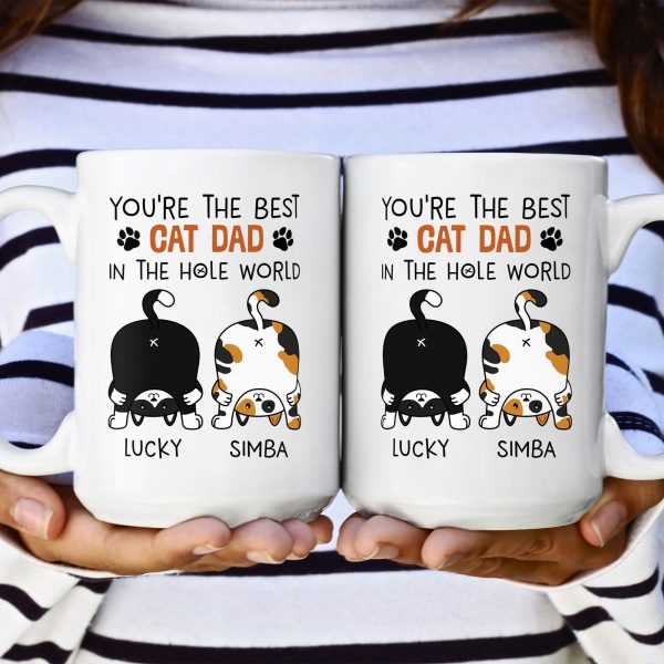 Best Cat Dad In The Hole World - Personalized Mug Best Cat Dad In The Hole World - Personalized Mug