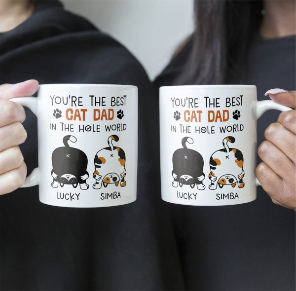 Best Cat Dad In The Hole World - Personalized Mug Best Cat Dad In The Hole World - Personalized Mug