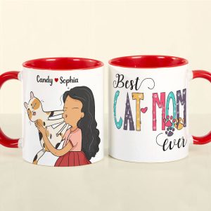 Best Cat Mom Ever Personalize Mug, Gift For Cat Lovers, Funny Cat Mom Mug