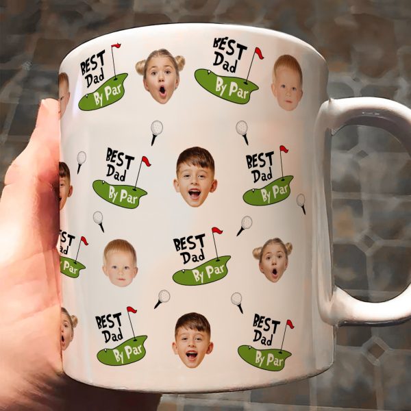 Best Dad By Par Funny Mug Golf Dad Custom Kid Face - Personalized Mug Best Dad By Par Funny Mug Golf Dad Custom Kid Face - Personalized Mug