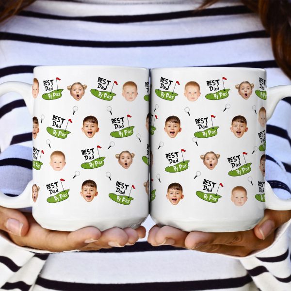 Best Dad By Par Funny Mug Golf Dad Custom Kid Face - Personalized Mug Best Dad By Par Funny Mug Golf Dad Custom Kid Face - Personalized Mug