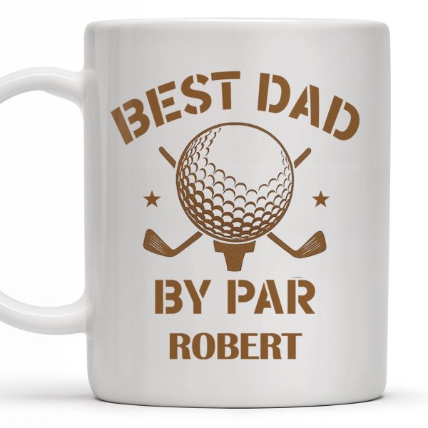 Best Dad By Par, Golf Ball and Golf Clubs - Personalized Custom Coffee Mug - GOLF003_MG
