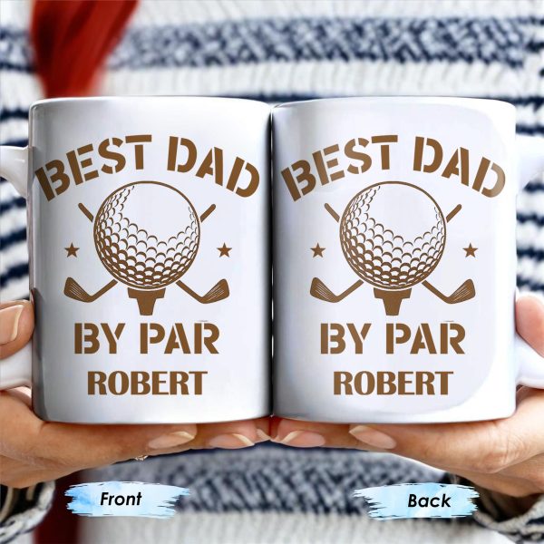 Best Dad By Par, Golf Ball and Golf Clubs - Personalized Custom Coffee Mug - GOLF003_MG