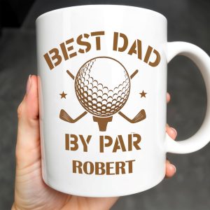 Best Dad By Par, Golf Ball and Golf Clubs - Personalized Custom Coffee Mug - GOLF003_MG