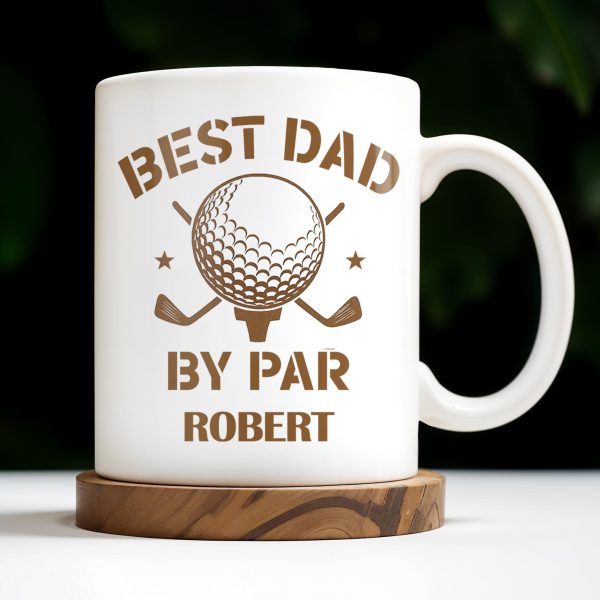 Best Dad By Par, Golf Ball and Golf Clubs - Personalized Custom Coffee Mug - GOLF003_MG